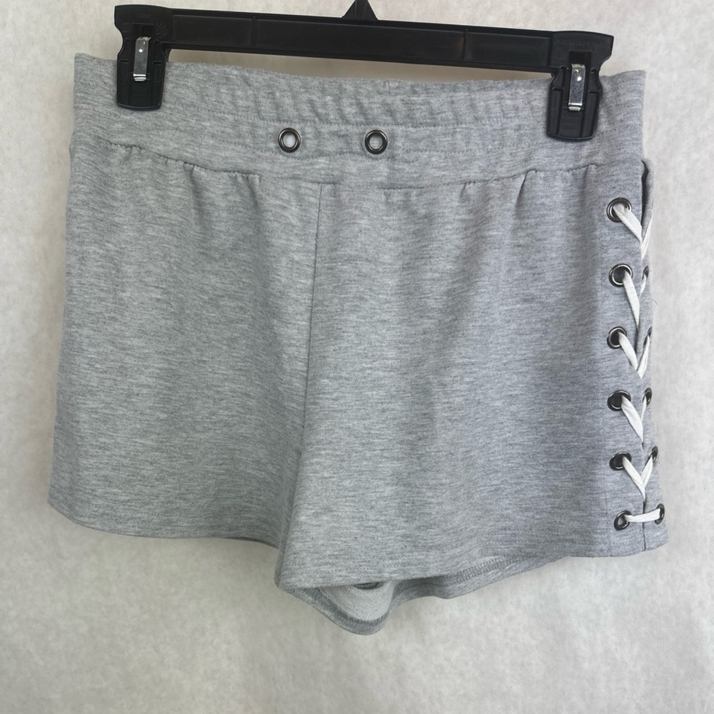 Very J Girls Y2K Gray Comfy Shorts Size Medium Shoe Lace Type Side Design
